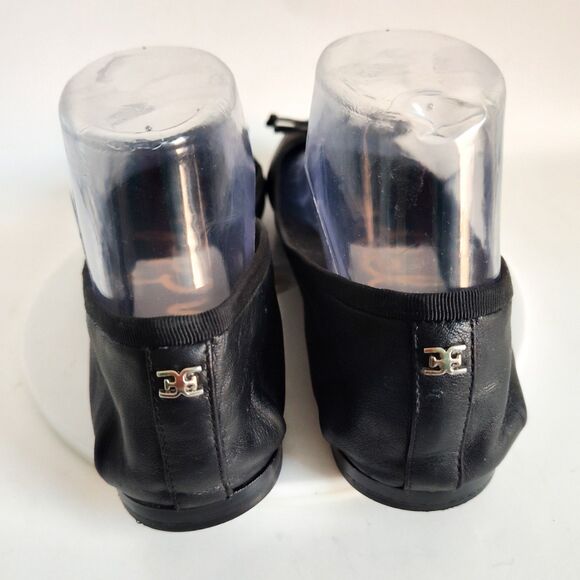 Sam Edelman Ballet Flats Size 8 Leather Black Preppy Minimalist Trendy Bow Zooey - Picture 3 of 10